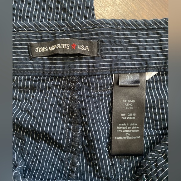 John Varvatos Men’s Size 33 Blue and White Sketchy Pin Striped Cotton Blend Pant - Picture 5 of 6